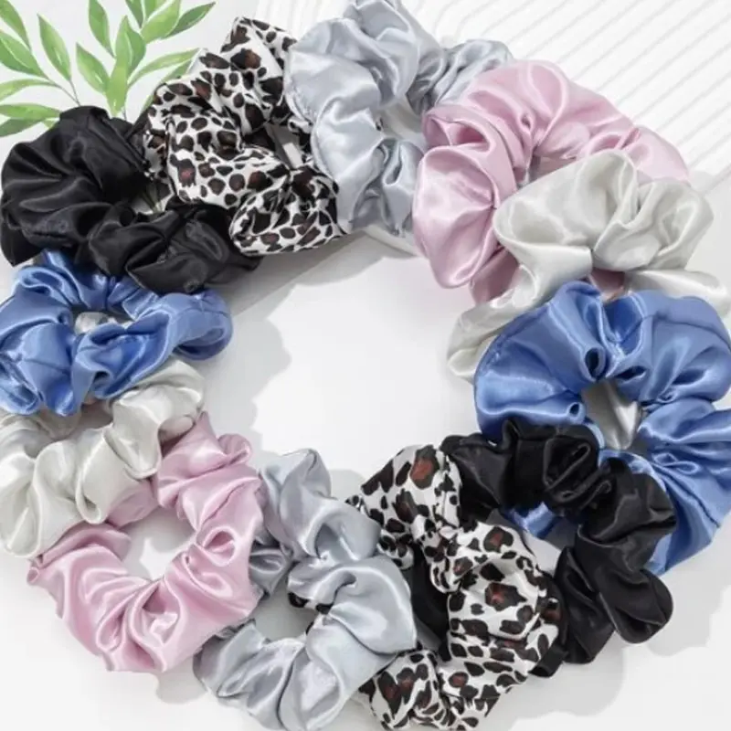 12pcs New Satin Fabric Sausage Loop Hair Rings Set Solid Colour Fabric Loop Hair Rope