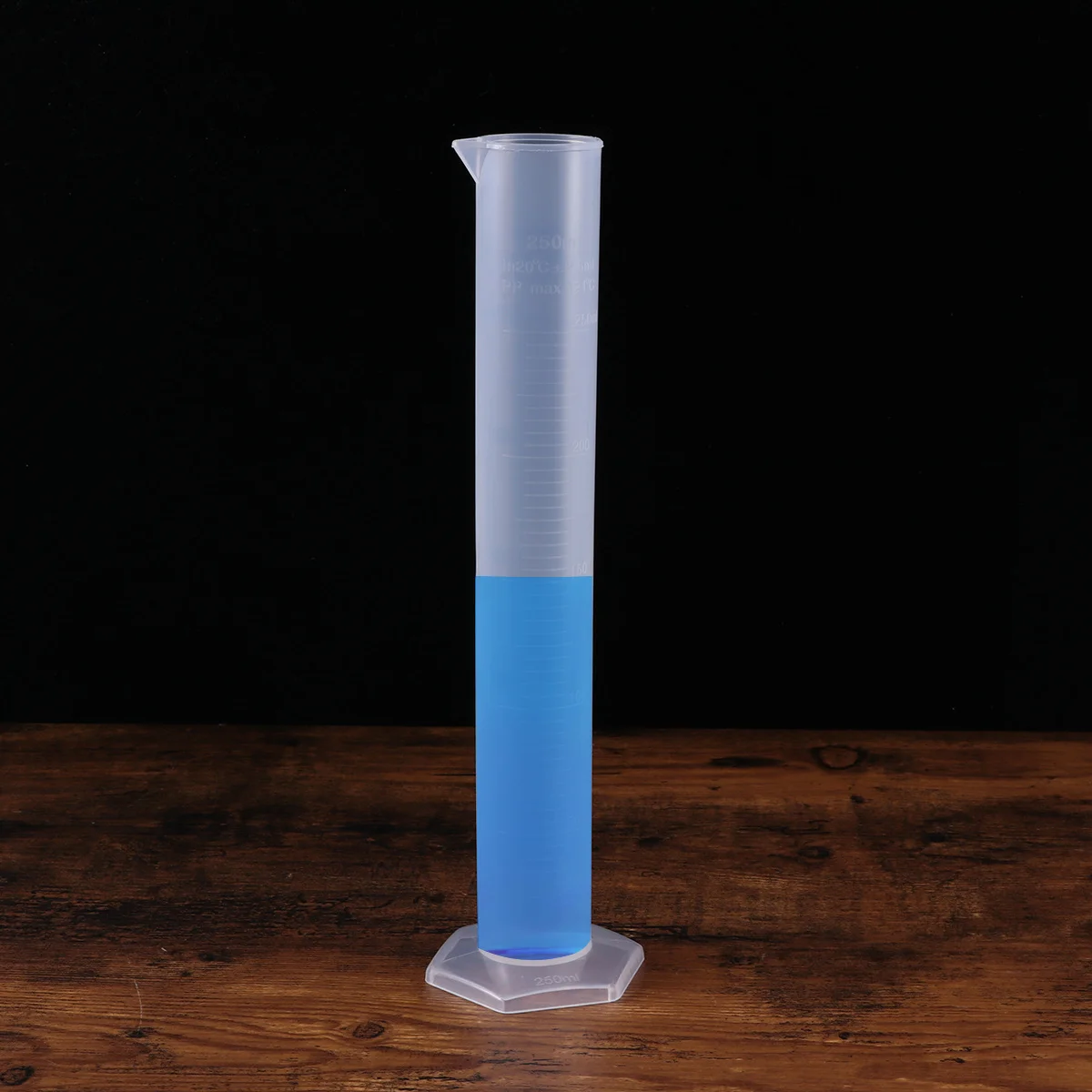 

250ml Plastic Measuring Cylinder Transparent Graduated Hexagonal Base Laboratory Liquid Measurement Accurate Non-Wetting Surface