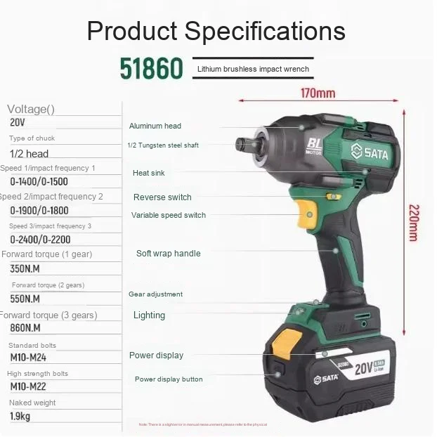 CE High Torque Brushless LI-Ion Battery Impact Wrench Electric Heavy Duty Wrench for Car Repair SATA Power Wrenches