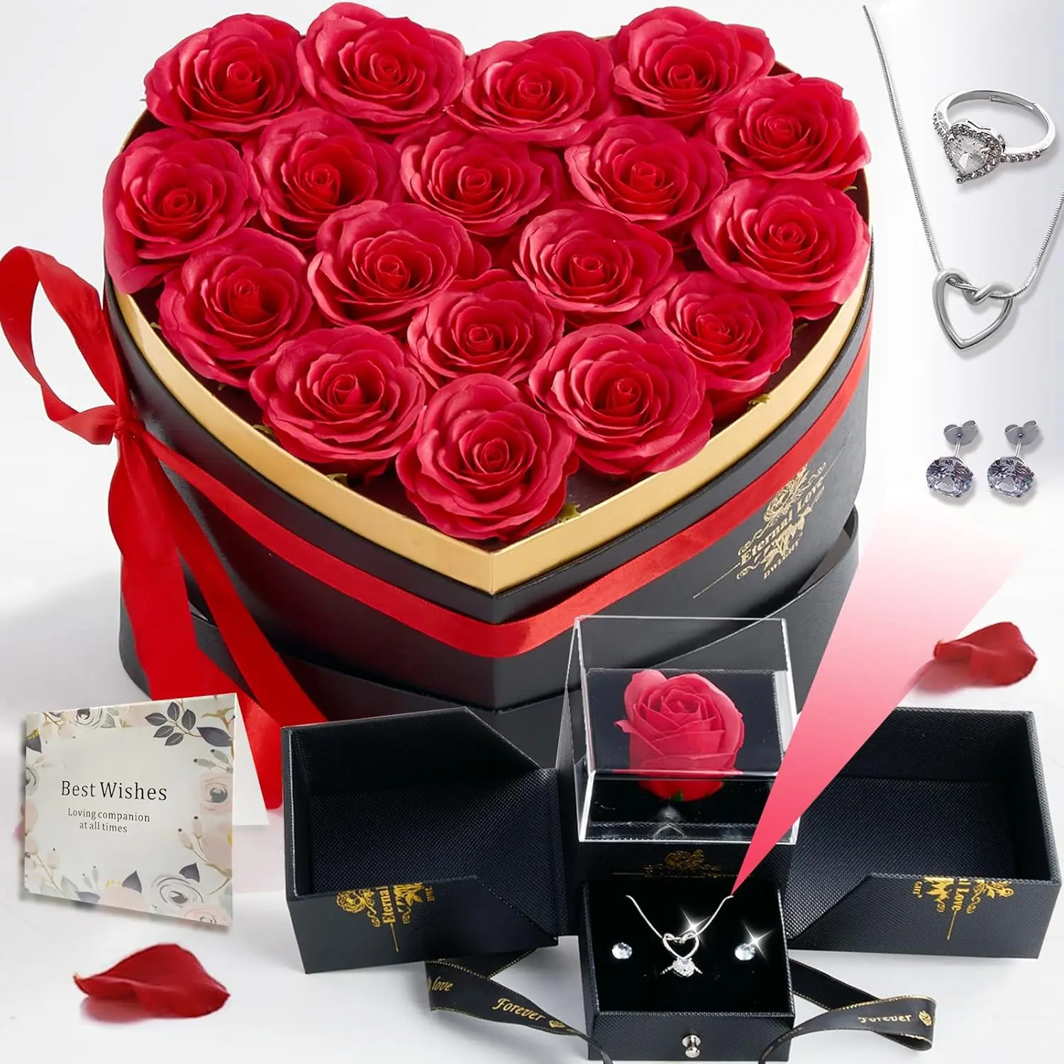 

Подарочный набор искусственных роз с украшениями — идеальный подарок для женщин на День матери, день рождения, День святого Валентина и Рождество.