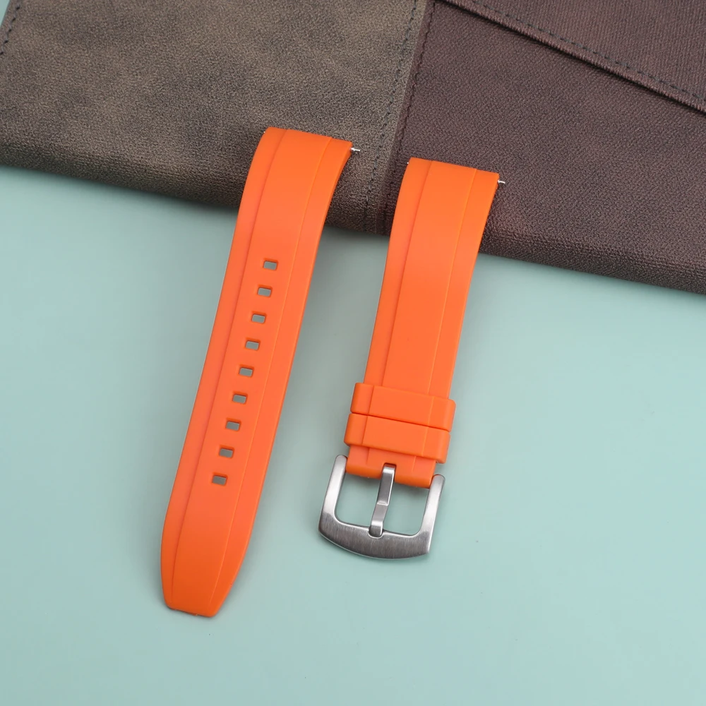 Quality Fluoro Rubber Watch Strap 18mm 19mm 20mm 21mm 22mm 24mm Sport Watchband Black Green Wristband With Quick Release Band