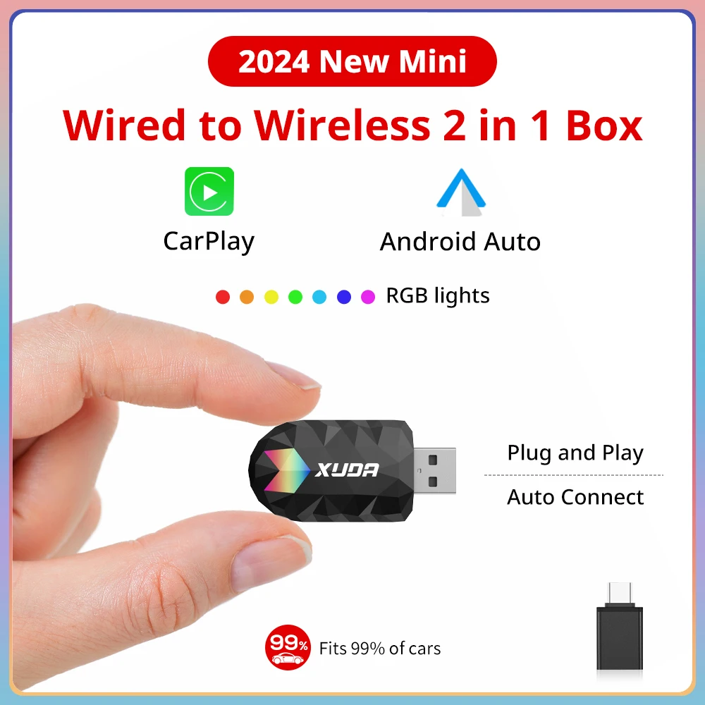 XUDA NEW 2in1 Wireless CarPlay Android Auto Wireless Adapter Smart USB Dongle Mini Box Plug And Play WiFi Fast Connect