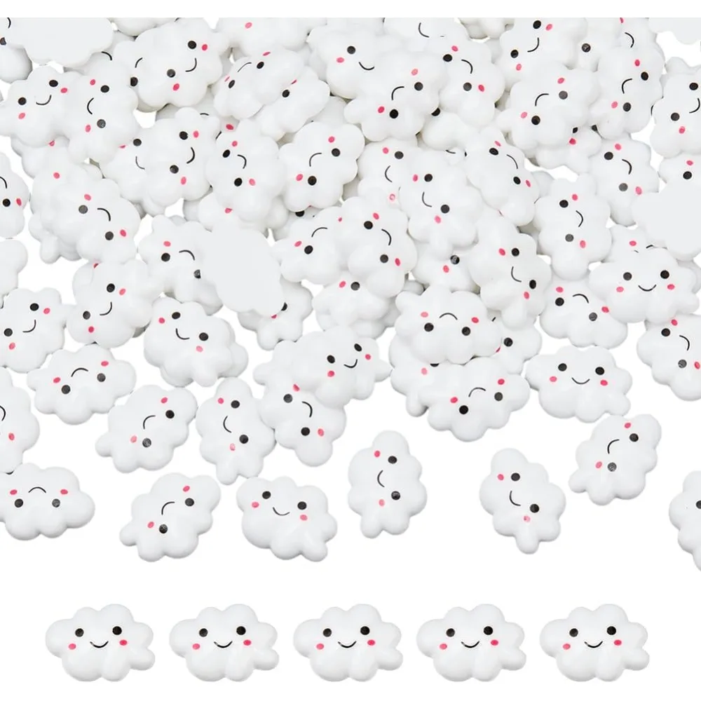 

100 шт. Кабошоны из смолы с белым облаком 15x22x4,5 мм