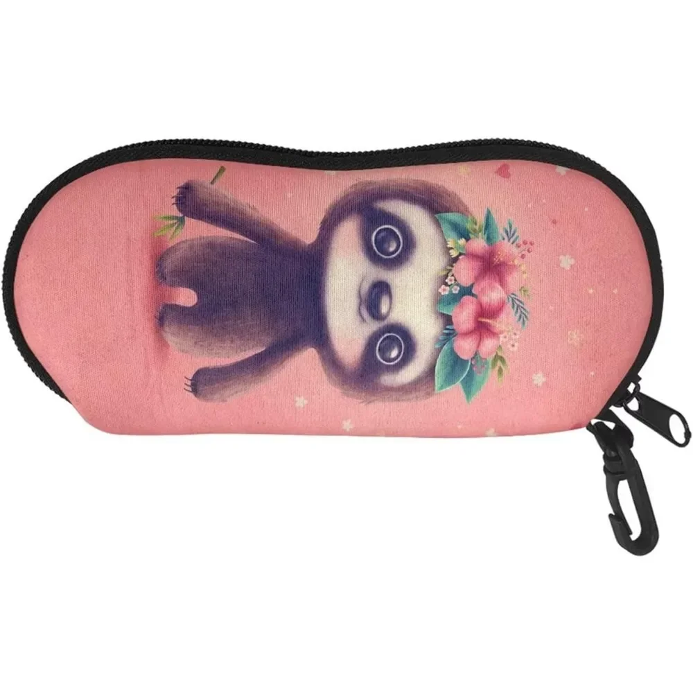 Sloth Glasses Case Pouch Prints Zipper Soft Eyewear Storage Box Outdoor Travel Portable Anti-Pressure Sunglasses Bag