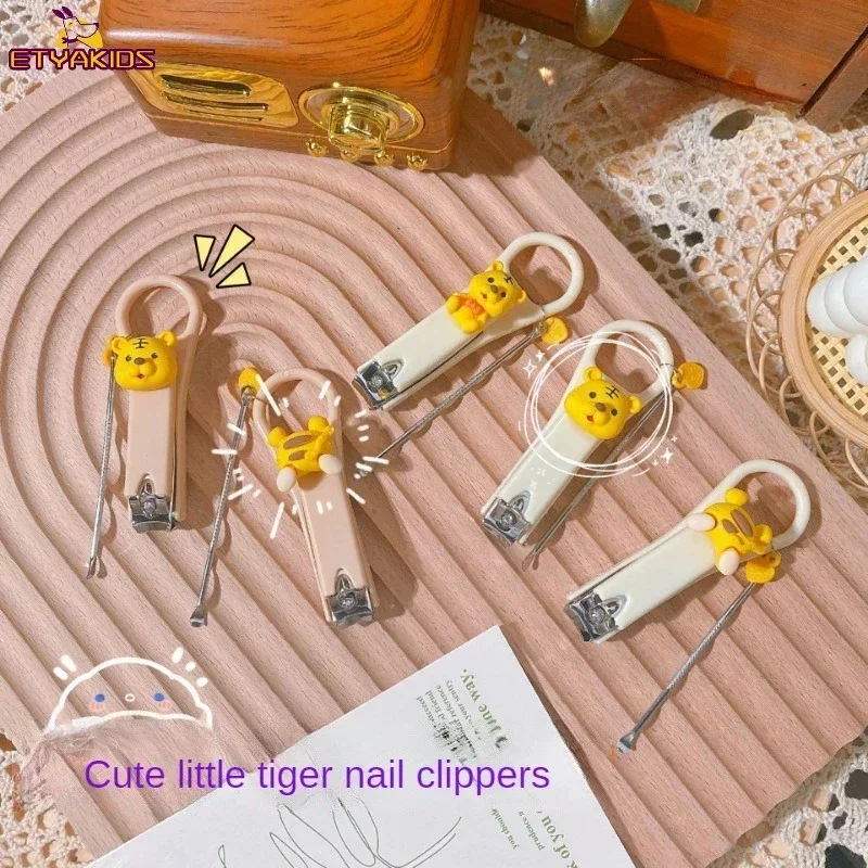 Mini Cute Tiger Nail Clipper Cutter Ear Spoon Household Baby Nail Trimmer Folding Nail Pliers Knife Nails Care Manicure Tool