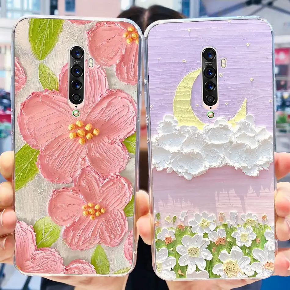 For OPPO Reno2 2F 2Z Phone Case Reno 2 Reno2 F / Z Elegant Printing Soft Silicone Clear TPU Back Cover