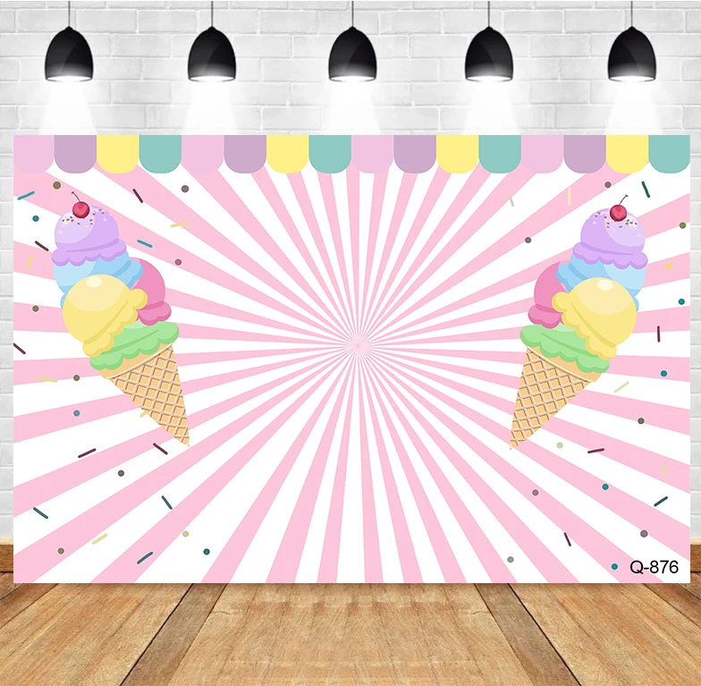 Sprinkle Backdrop Ice Cream Princess Happy Birthday Party Banner Donut Grow Up Bright Confetti Background Photocall Props