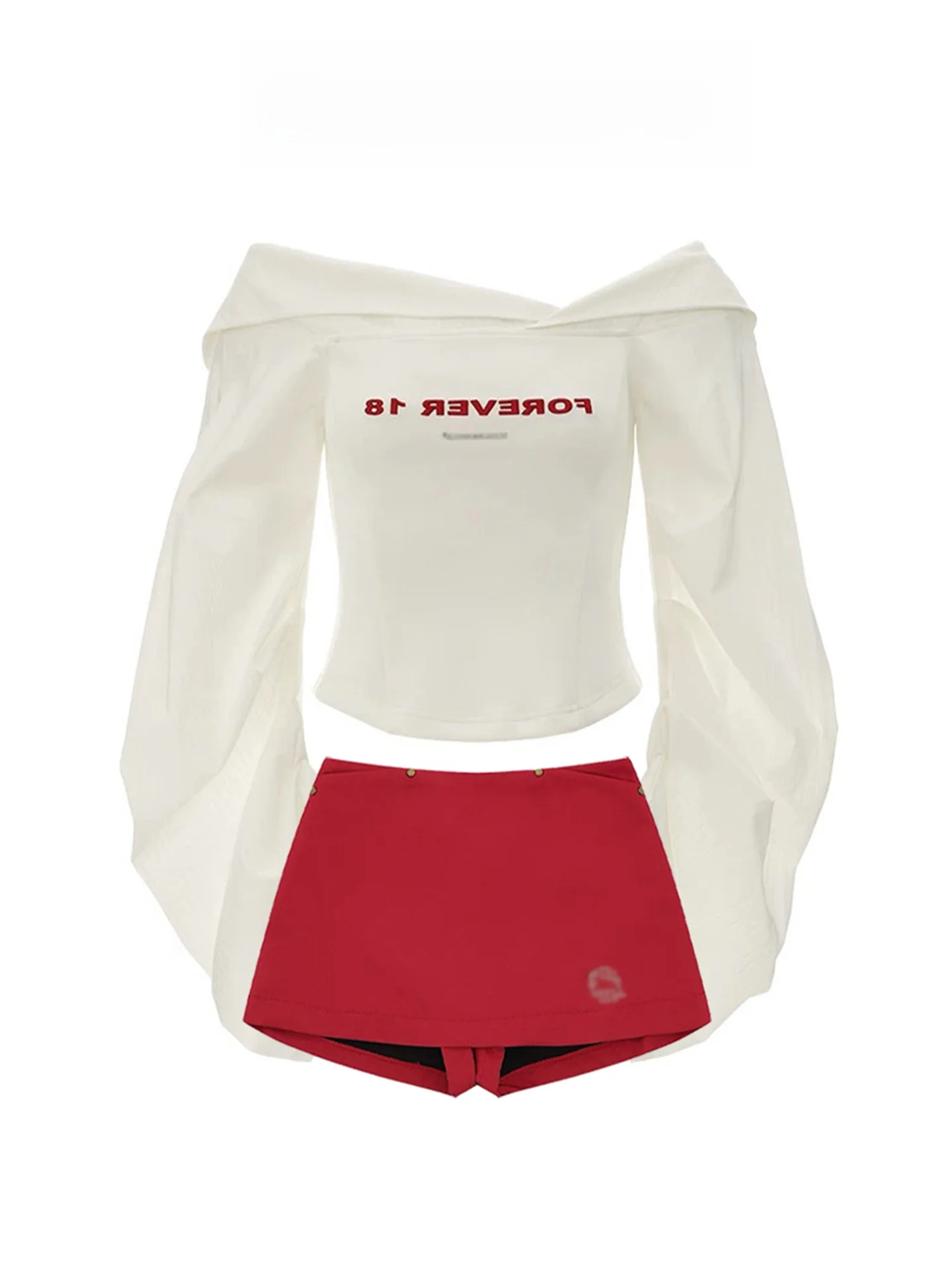 

Ранняя осень, женская высококачественная белая блузка с кружевной отделкой и красная клетчатая юбка, комплект модных футболок для поездок на работу...