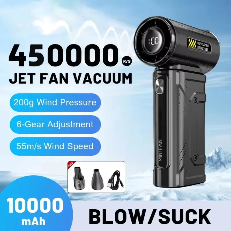 

Violent Fan 450000RPM Пылеуловитель Бесщеточный Ultra Turbo Fan Дисплей с реактивным аккумулятором Высокоскоростной ручной мощный вентилятор Лидер продаж