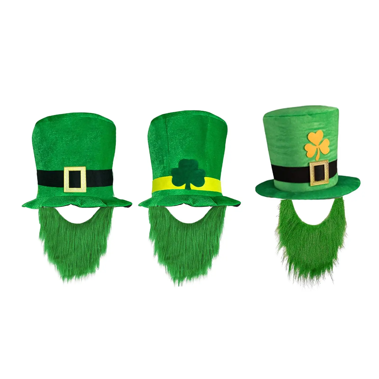 ST Patrick's Day Hat W/ Beard Velvet Party for Accessories Festival Green Hat Leprechaun Dress Up Costume Party Favor Outfit