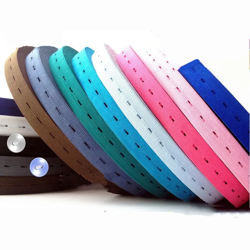 2cm Colorful Adjustable Flat Elastic Band with Button Holes Elastic Band for Baby Diaper Pregnant Garment Sewing Accessories 1M