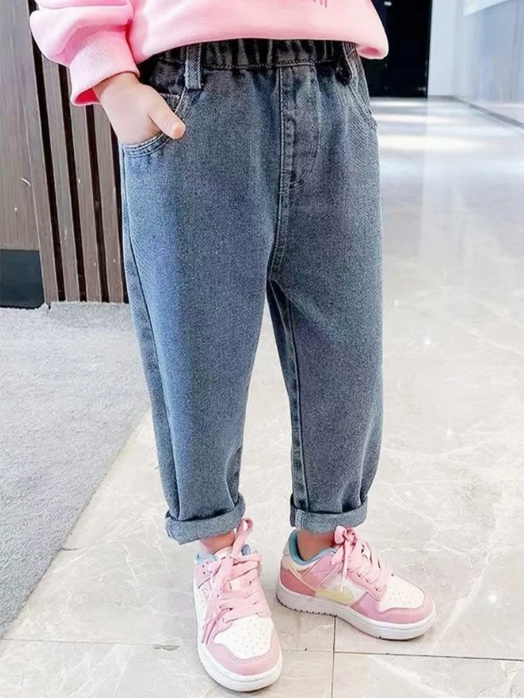 Mädchen-Jeans mit elastischer Taille, modische Denim-Hose mit Hasen-Print, Frühlings- und Herbsthose, lässige Kleidung für Mädchen von 2-10 Jahren – Detail 6