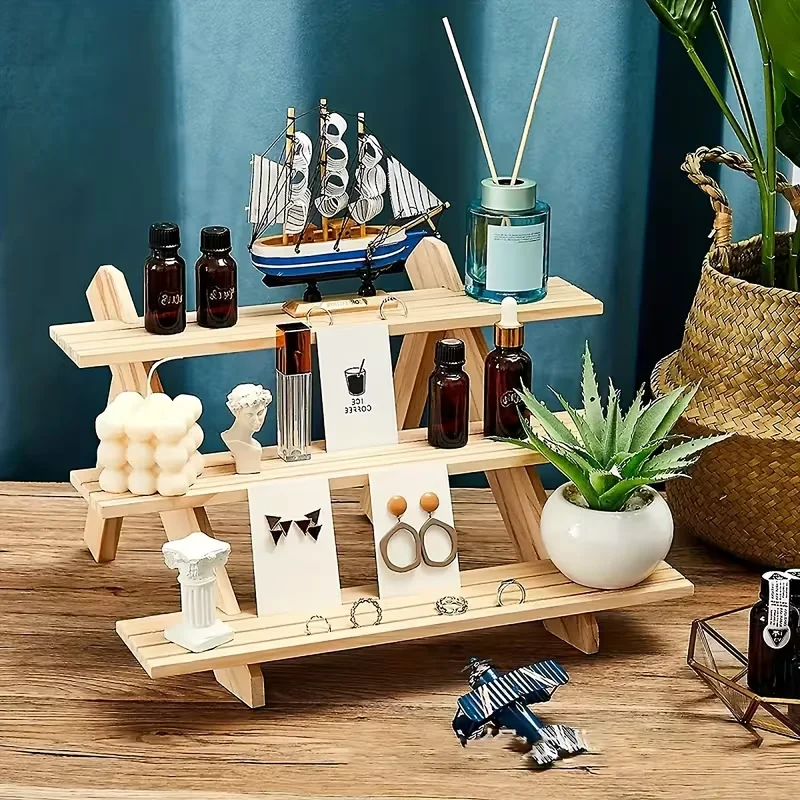 1-5 Tiers Wooden Display Riser,Earring & Ring Holder Stands,Farmhouse Cupcake Stands ,Table Display Stand For Vendors