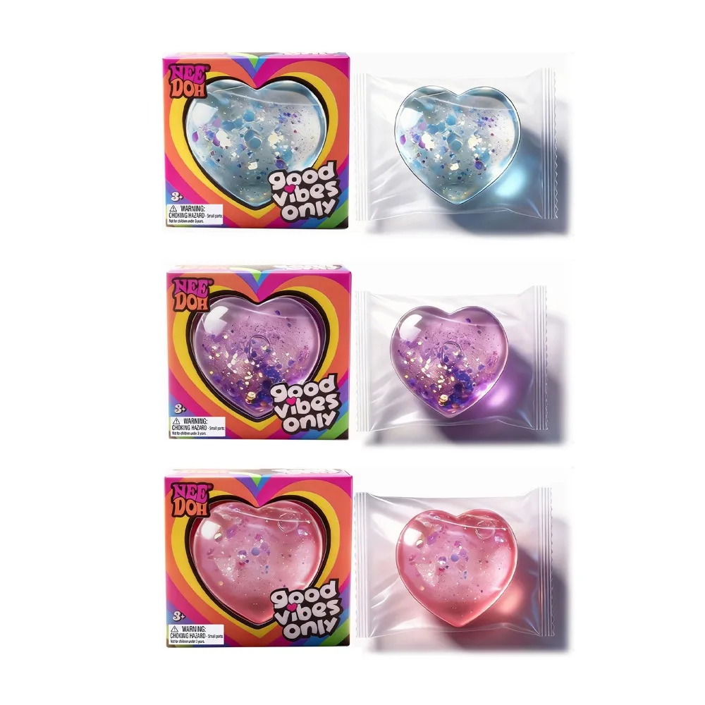 Needoh Style Herzförmiger Stressabbau-Ball: Superweicher Squishy-Gel-Ball mit aufmunternder Vibrierung, sensorisches Fidget-Gadget zur Angstlinderung