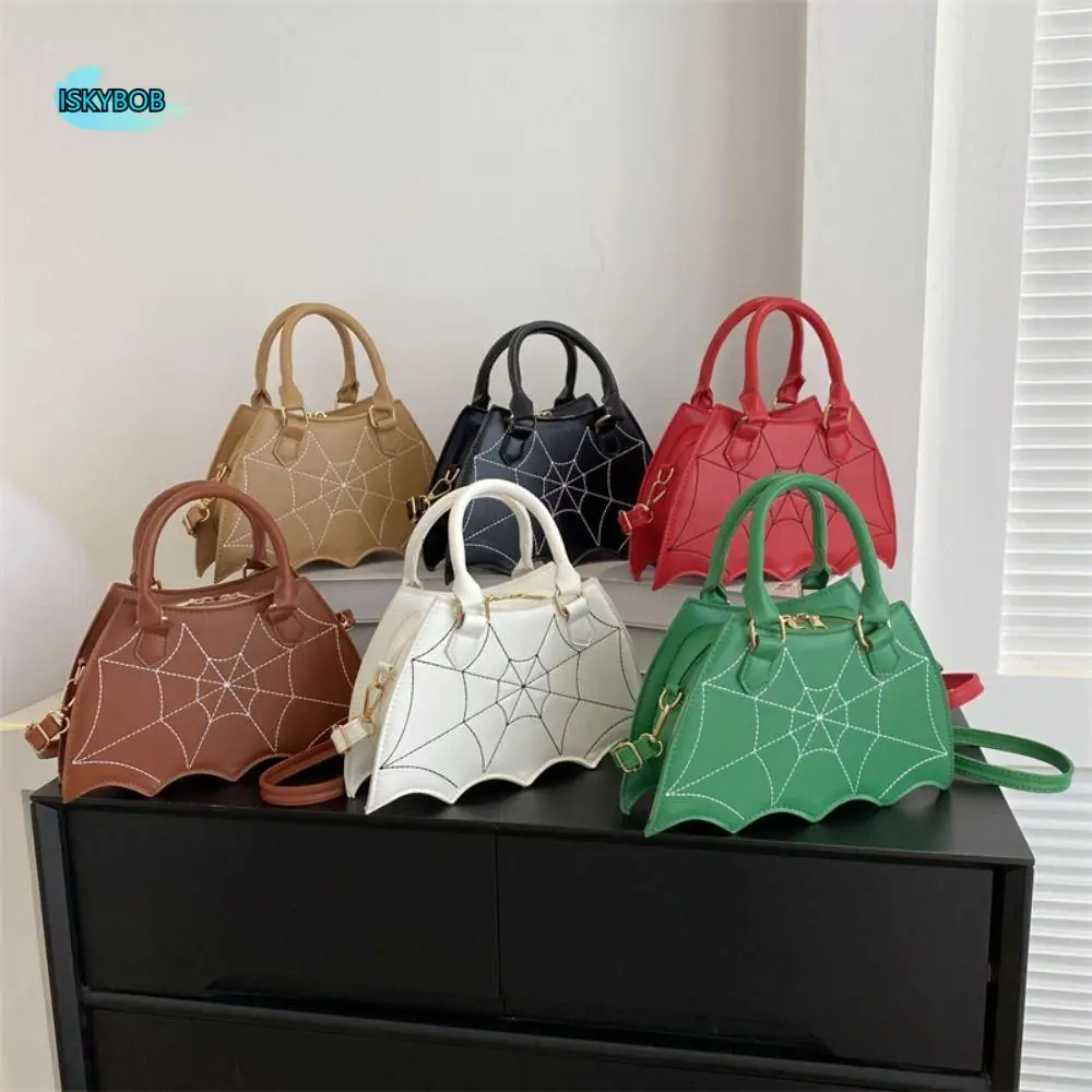 

PU Leather Halloween Bag Bat Wing Halloween Props Spider Web Shoulder Bag Handbag Harajuku Halloween Crossbody Bag Halloween