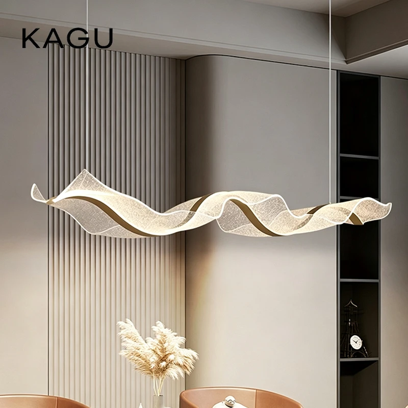 

Nordic Creative Led Chandelier Design Long Wave Pendant Lights Restaurant Bar Lamp Dining Room Home Decor Hanging Light Fixture