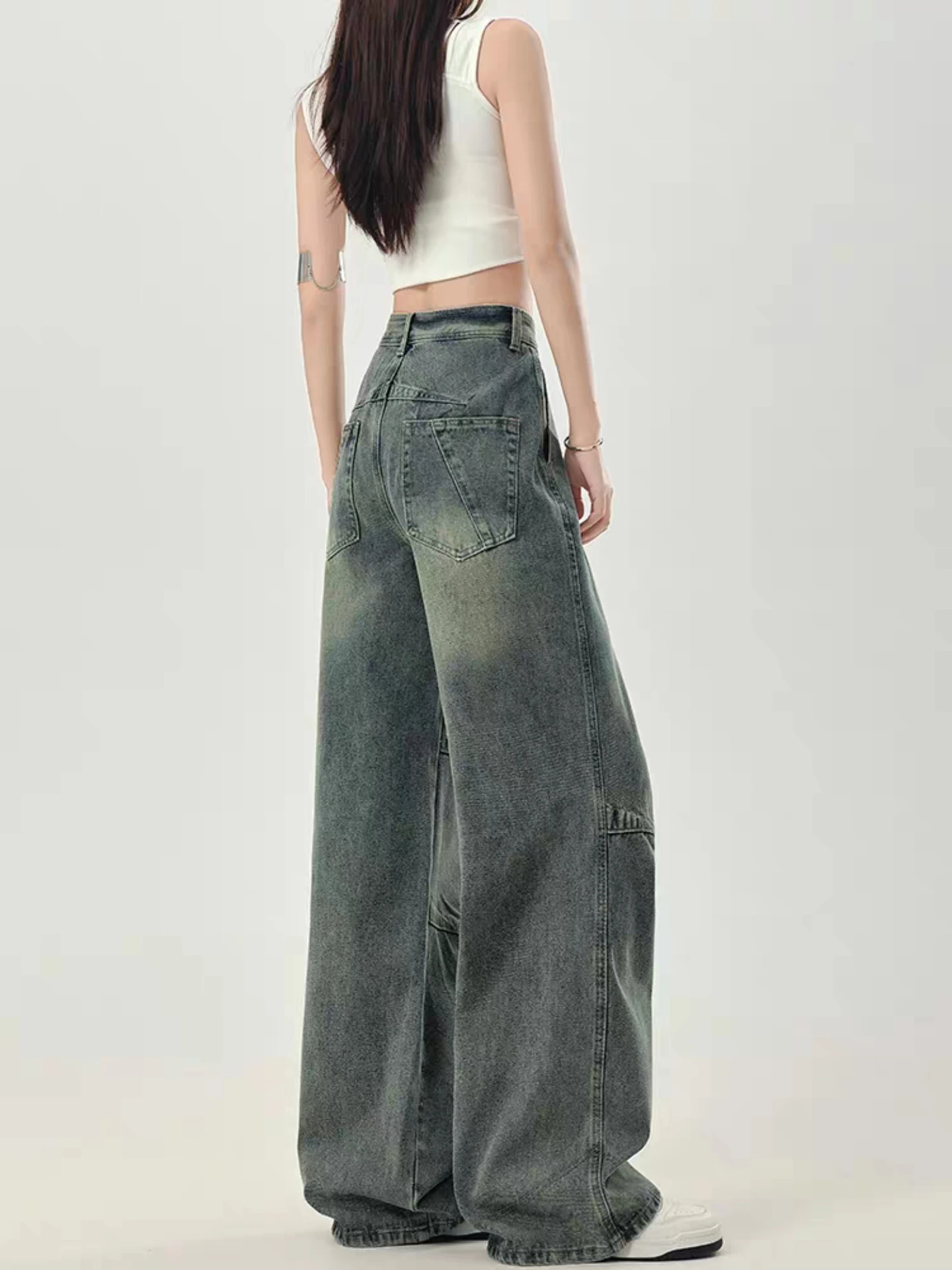 

Ретро-джинсы расклешенные женские с низкой посадкой, свободные, драпированные, винтажные, в уличном стиле, прямые, джинсовые брюки, осень-зима, новинка