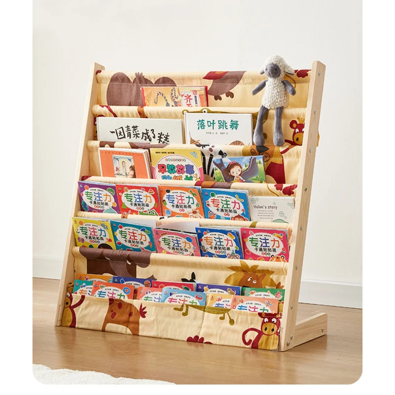 Children\'s Bookshelf, Picture Book Rack, Solid Wood Floor Shelf, Baby Reading Corner Storage Rack, Kindergarten Book Cabinet