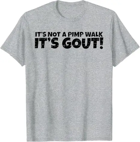�It's Not A Pimp Walk It's Gout“ Lustiges T-Shirt mit medizinischem Humor für alte Männer, Y2k, personalisierte Buchstaben, bedrucktes sarkastisches Witz-Spruch-T-Shirt – Detail 5