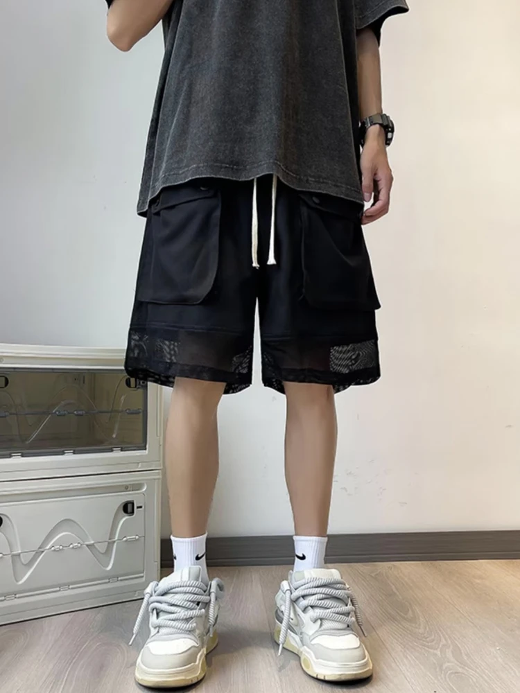 Men Shorts Summer Baggy Simple Daily Leisure Techwear Fashion Streetwear Functional Pockets Outer Solid American Style Versatile