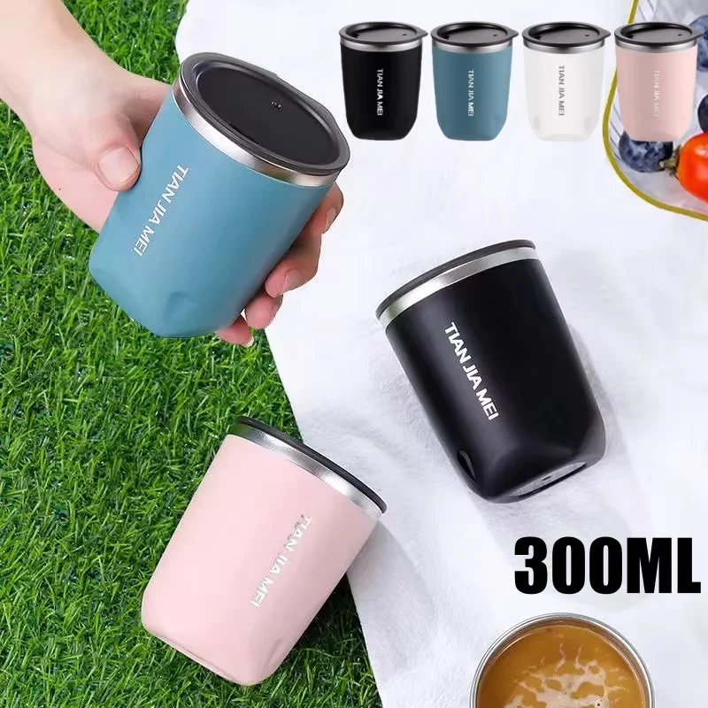 300ml Thermos Cup Men's and Women's Exquisite Portable Cup 304 Stainless Steel Simple Water Cup Office and Home Milk Coffee Cup