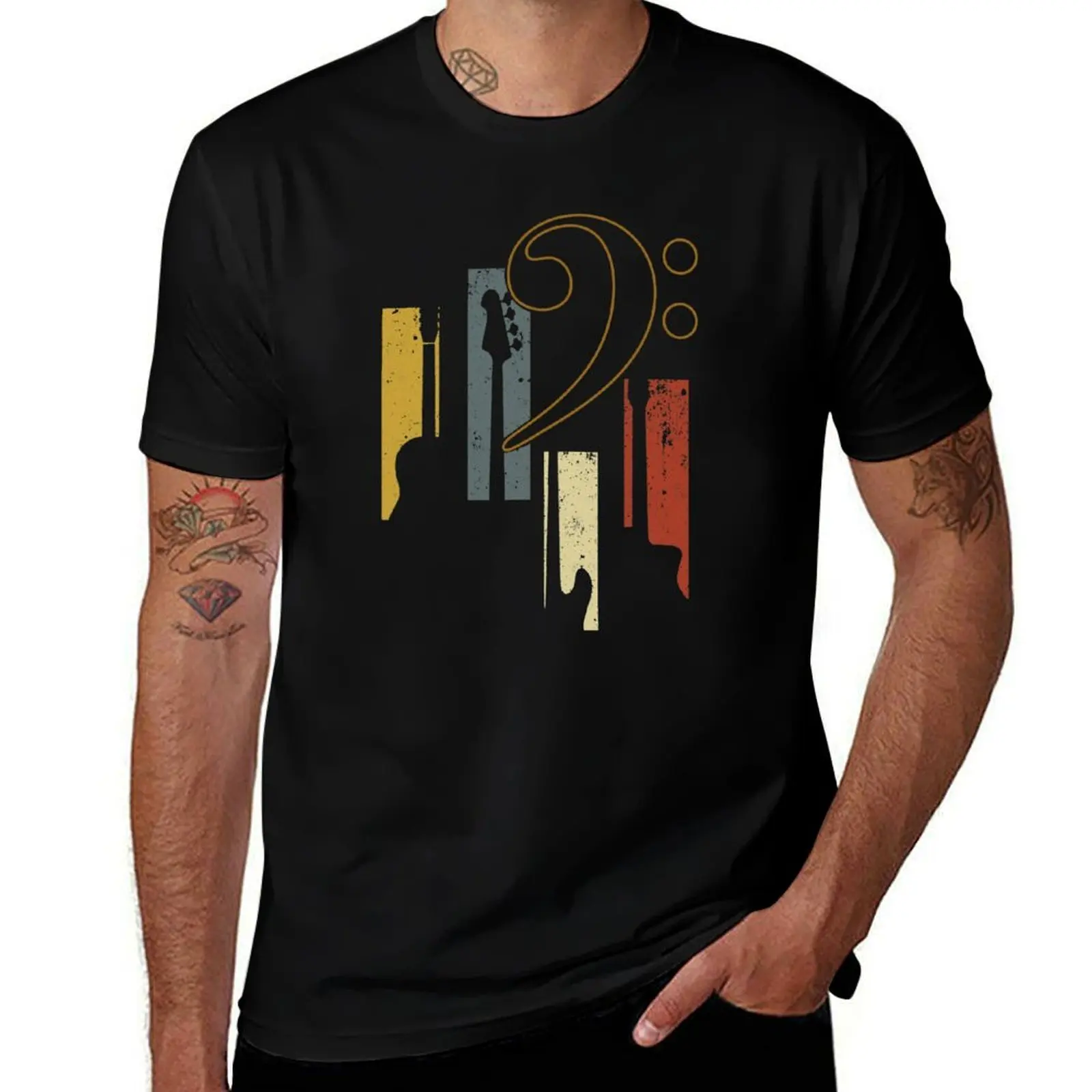 Bassist Vintage Bass Clef for a Bass Guitar Player T-Shirt cotton tshirt 100% T-Shirt