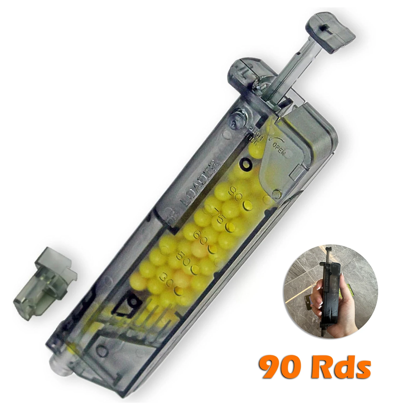 Airsoft 6mm BB Seed Loader Mag Holder Paintball Accessory Shooting Airgun Speed Loader 90rd Plastic Outdoor Paintball Game