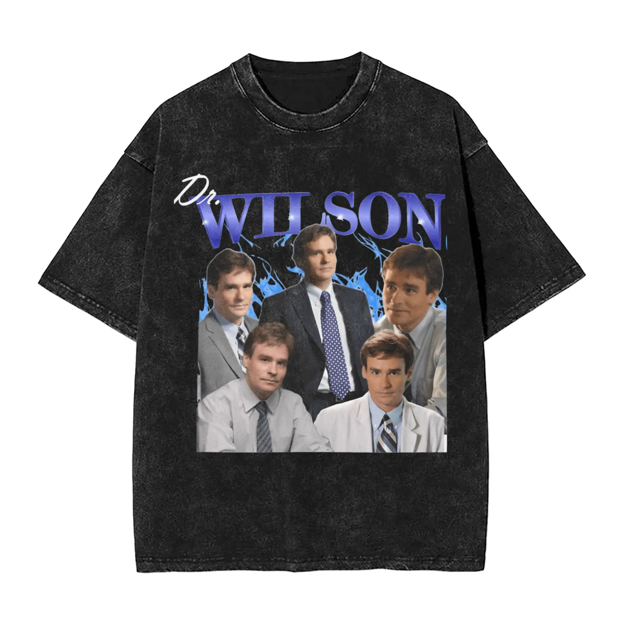 Dr Wilson blue flames T Shirt House MD Harajuku T Shirts Short-Sleeve Classic Tops Summer Cotton Breathable Plus Size Top Tees