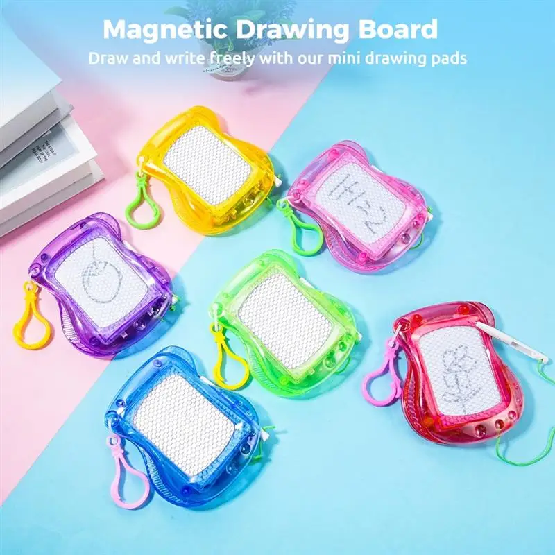 12Pcs Mini Drawing Board Magnetic Doodle Board Backpack Keychain Board With Pen Kid Sketch Erasable Drawing Pad For Birthday