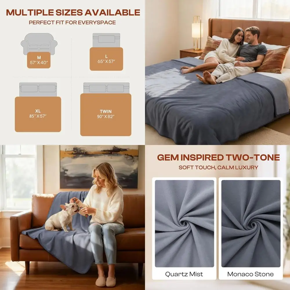 

100% Waterproof Blanket for Adults or Large Dogs, Soft Polar Fleece Pet Blankets for Bed Couch Protector Washable, Reversible Le