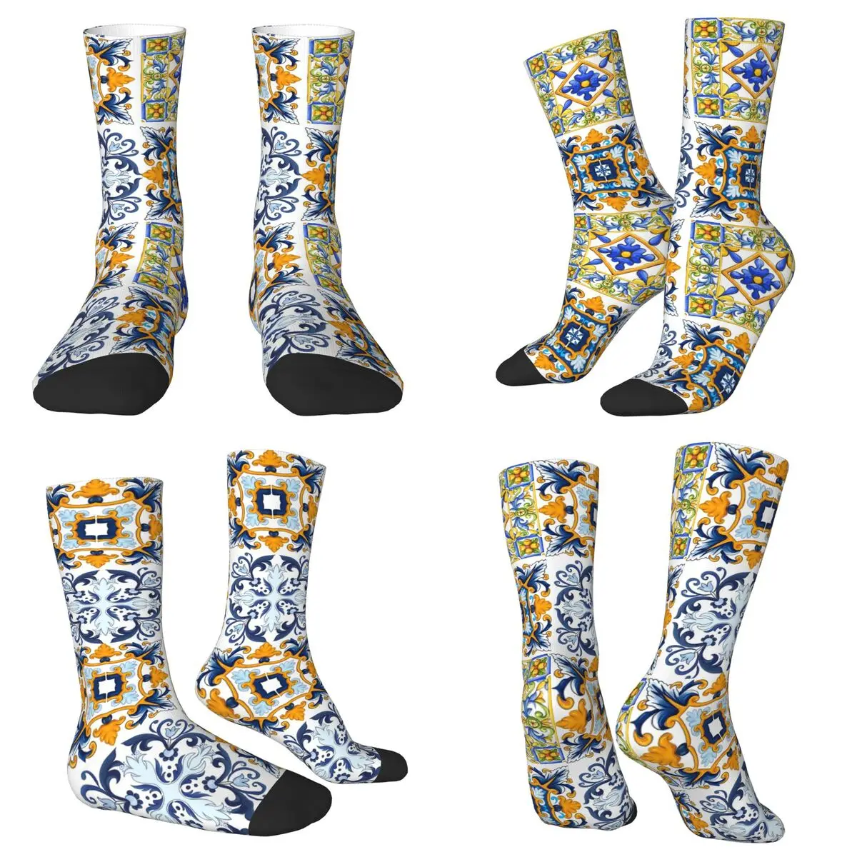 Сицилийские плитки, лекарственный, мозаика, декоративные носки Harajuku, супер мягкие чулки, всесезонные длинные носки, аксессуары для мужчин и женщин