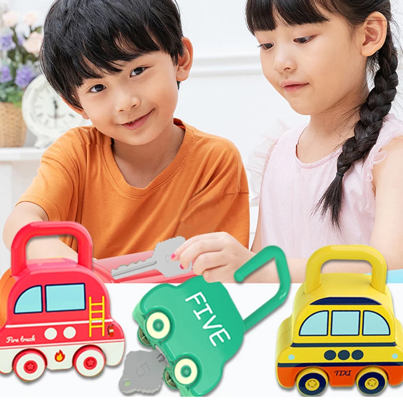 Baby Montessori Fun Unlocking Color Shape Sorters Toys Transport Car Kindergarten Kids Early Educational Enlighten Toy Gifts