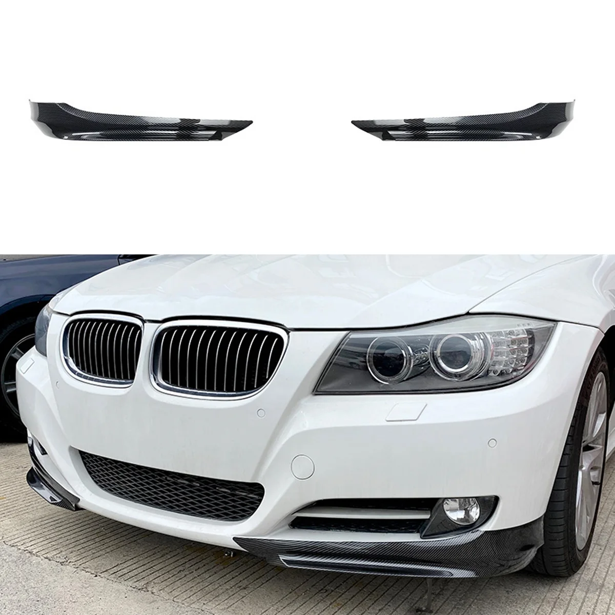 For 3-Series E90 E91 320I 330I 2009-2012 Carbon Fiber Front Bumper Lip Angle Diffuser Splitter Spoiler