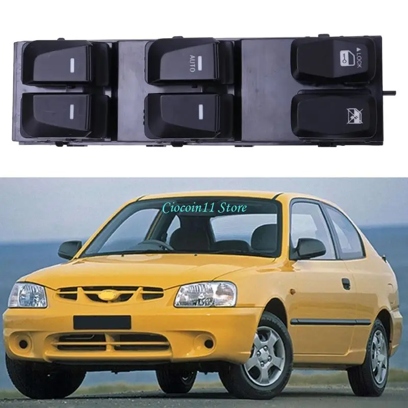 Y1UB Black Driver Window Button Panel with ABS Housing and 6 Labeled Buttons, Intended to Replace Worn Driver-Side Control