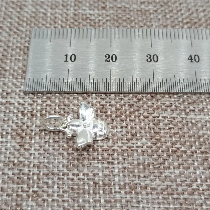 2 Pieces Shiny Honey Bee Charms in 925 Sterling Silver for Necklace Bracelet and Earring Making view 2