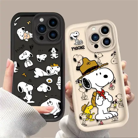 Cute Cartoon S-Snoopys Phone Case For iPhone 16 16E 15 14 13 12 11 Pro Max X XS X S Max XR SE 2020 SE4 7 8 Shockproof Back Cover