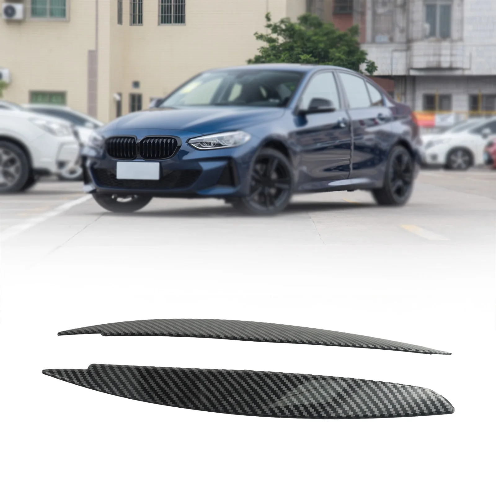 Brand New.high Quality Car Stickers ABS Material Accessories Car Headlight Carbon Fiber Effect Eyebrow Exterior