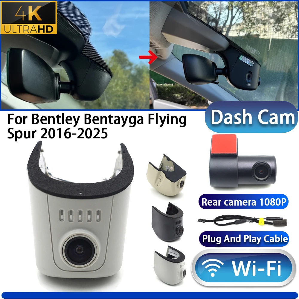 HighCity For Bentley Bentayga Flying Spur 2016-2025 4K UHD Dash Cam Camera DVR Wifi Plug And Play Video Recorder