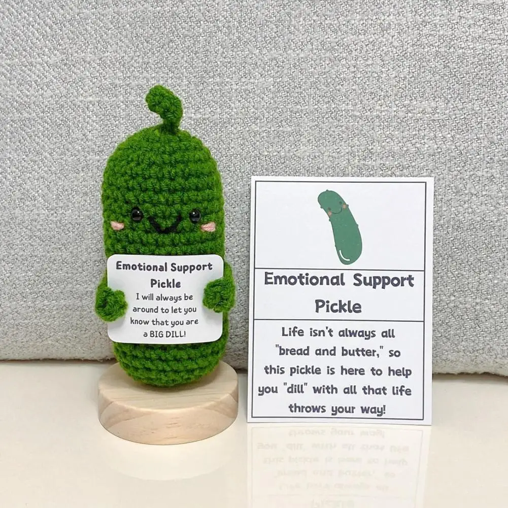 

Cucumber Doll Handmade Crochet Knitting Doll Encouragement Card Emotional Support Pickled Cucumber Crochet Pickled Cucumber