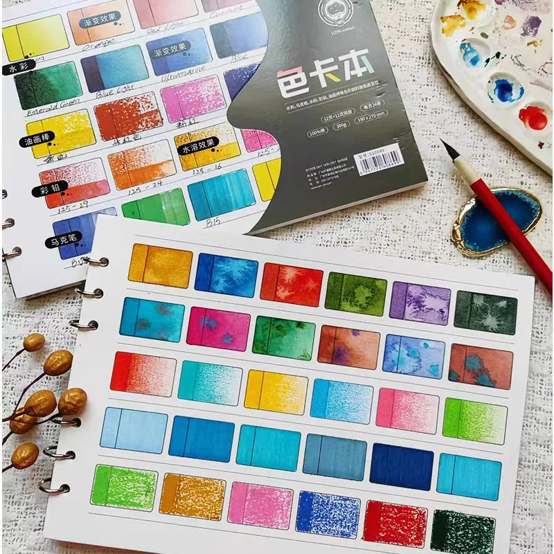 Potentate Color Test Drawing Card Notebook 300gsm Cotton Paper Coloring Books for Watercolor Color Pencil Marker Pens