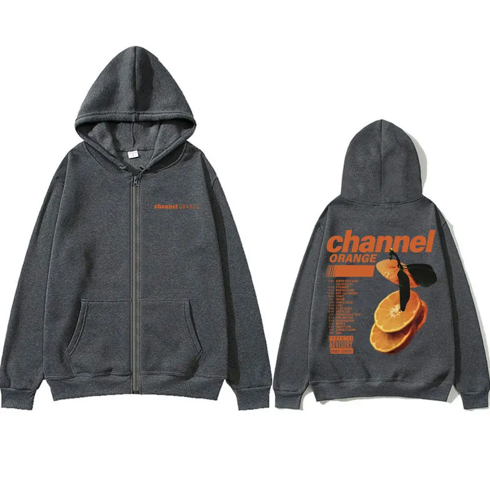 Rapper Frank Channel Orange Hip Hop Zipper Hoodie Ocean Oversized Zip Up Jacket Men's Blond Hip-Hop Vintage Zipper Sweatshirt