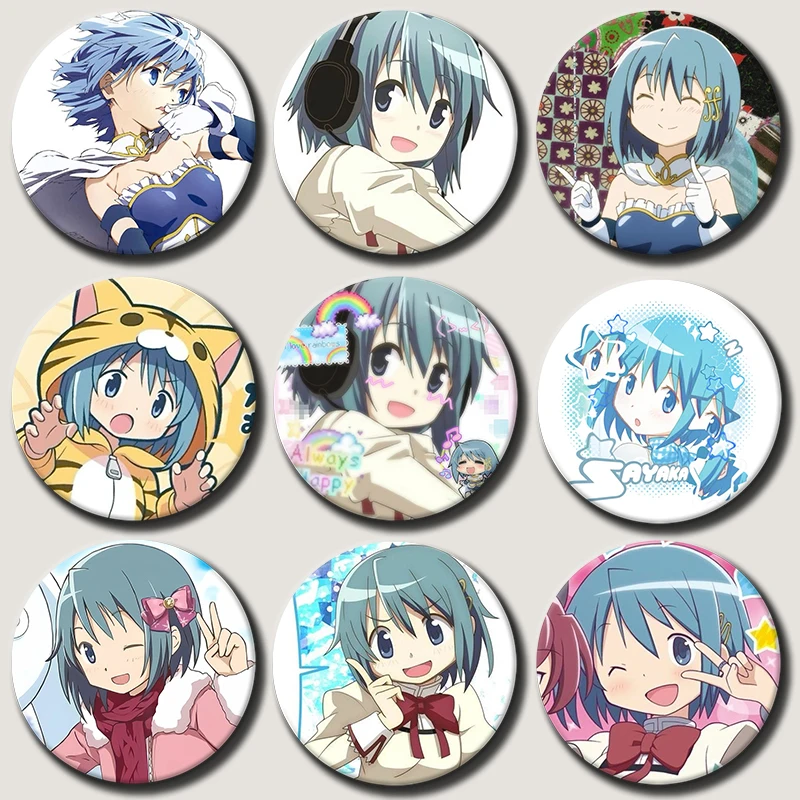 

58mm Anime Character Sayaka Miki Button Pin Cartoon Role Sayaka Miki Brooch Creative Badge for Backpack Clothes Decoration Gift