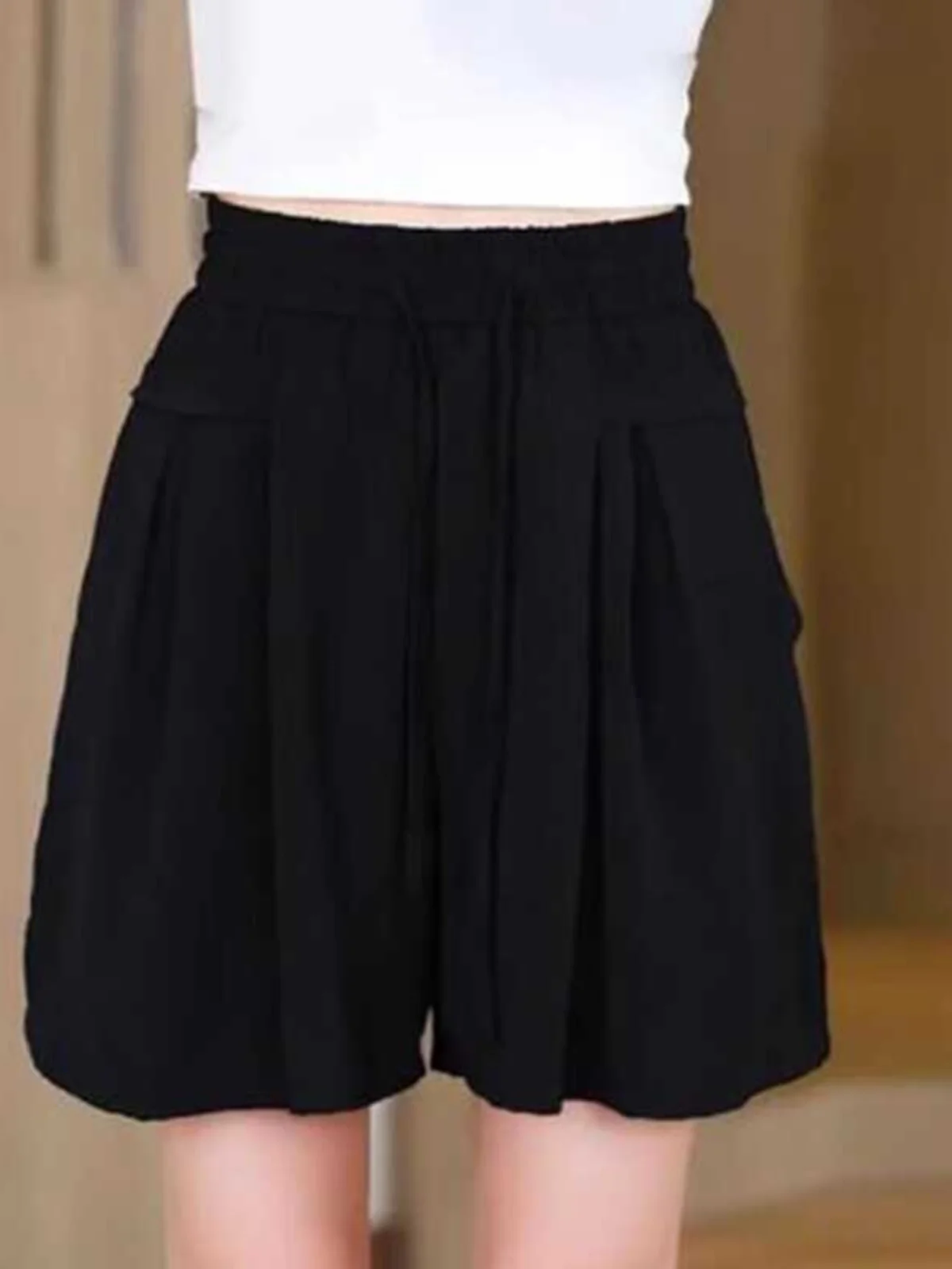 Ice Silk Breathable Thin Wide Leg Shorts plus Size Women's Summer New High Waist Slim A-Line Casual Pants Korean Style