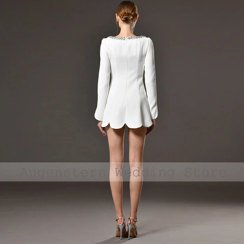 Traditional Wedding Dresses 2026 Jersey Sheath/Column Wedding Party Dress Ivory Lrregular Collar Type Rhinestones Wedding Dress