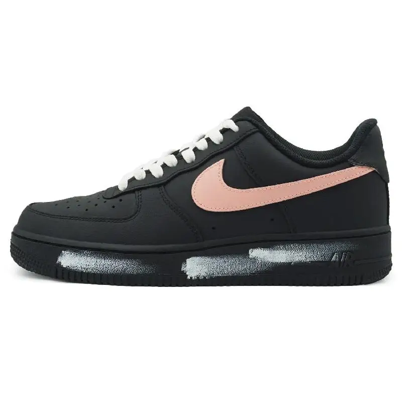 【Customize】Nike Air Force 1 Skateboarding Shoes Unisex Low-top Black/pink Sneakers shoes CW2288-001