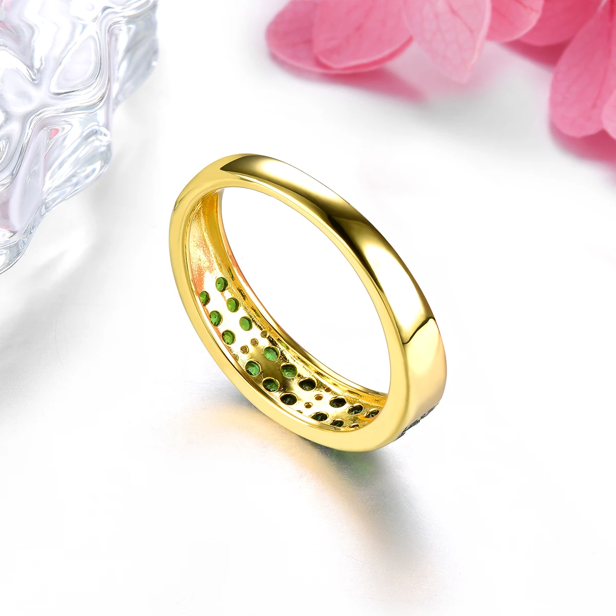 Natural Chrome Diopside Silver Unisex Ring Yellow Gold Plated 0.8 Carats Gemstone Lover's Fine Jewelrys S925 Top Quality - Image 5