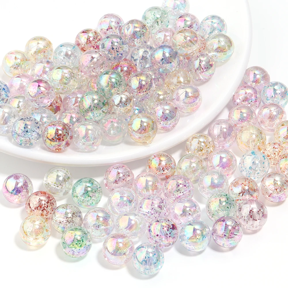 50-100pcs 8 10 12mm Plated Color Acrylic Beads Shiny Mixed Round Loose Beads For Jewelry Making DIY Necklace Bracelet Supplies image 5