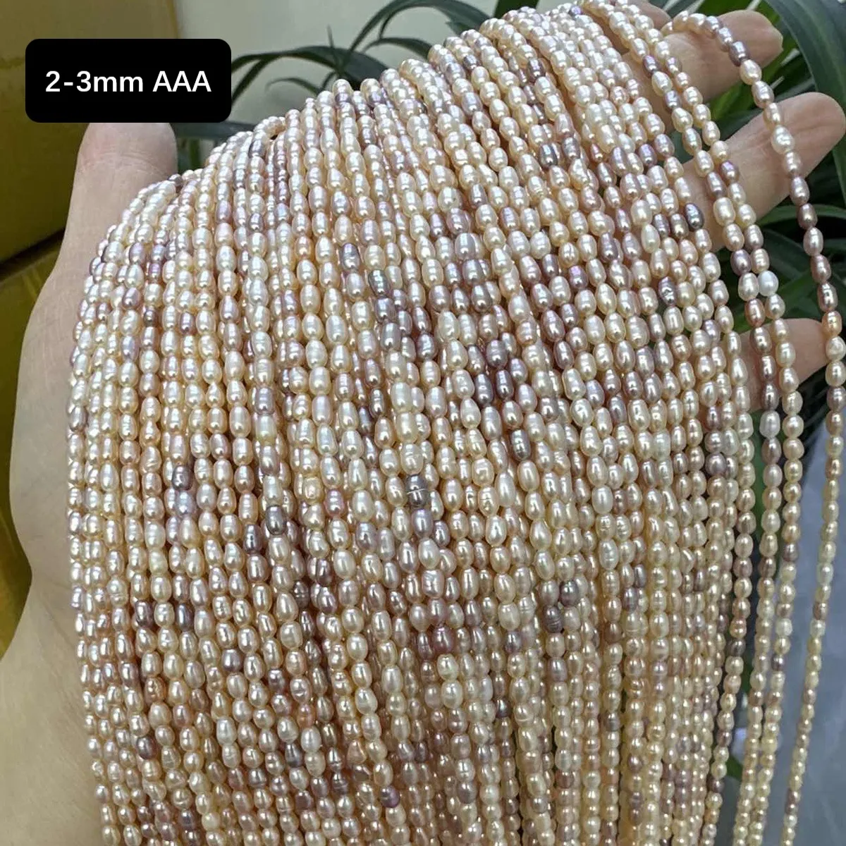 لؤلؤ المياه العذبة الطبيعية 2-3 مللي متر AAA تألق مختلط اللون الأرز شبه النهائي فضفاض حبة لصنع المجوهرات عقد دي اي واي سوار