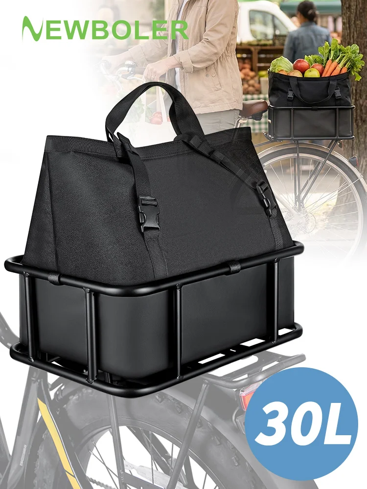AliExpress NEWBOLER E-Bike Cargo Rack Bag Iron Large Capacity Bike Basket Rear Rack Bike Baskets for Outdoor Travel Shopping MTB Road Bike