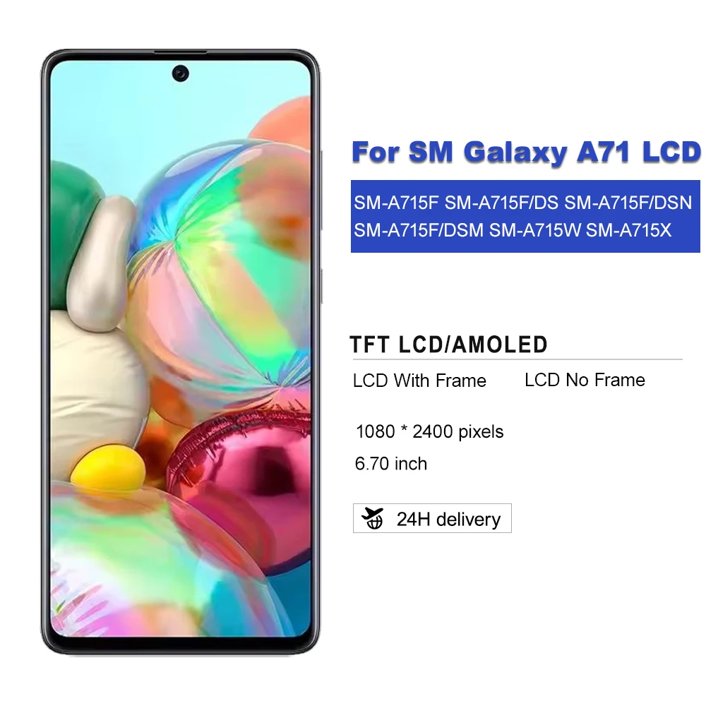 SUPER AMOLED Display For Samsung Galaxy A71 LCD Touch Screen Digitizer Assembly Replacement Parts For Samsung A71 A715 A715F LCD